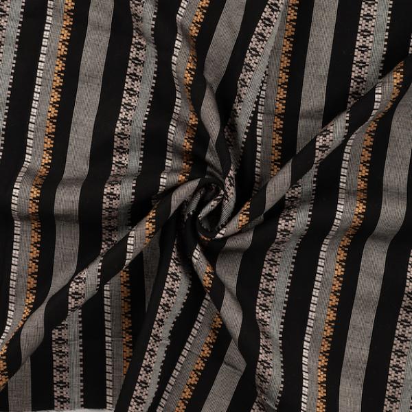 Viskose Schwarz mit Ethno Streifen